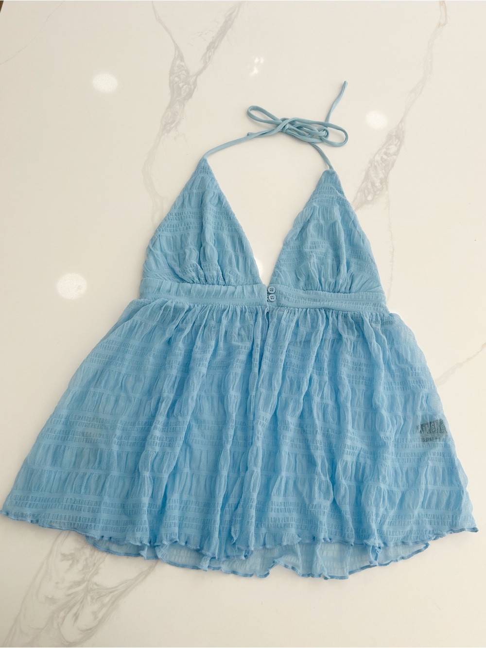 SHEIN Light Blue Sheer Halter Top XS